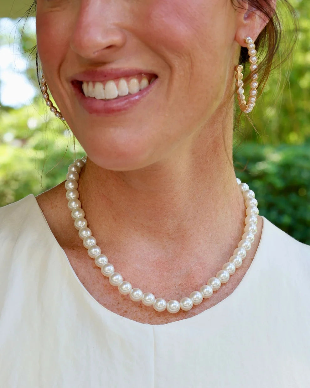 Caroline Hill: Green Two Strand Pearl Scarf Necklace