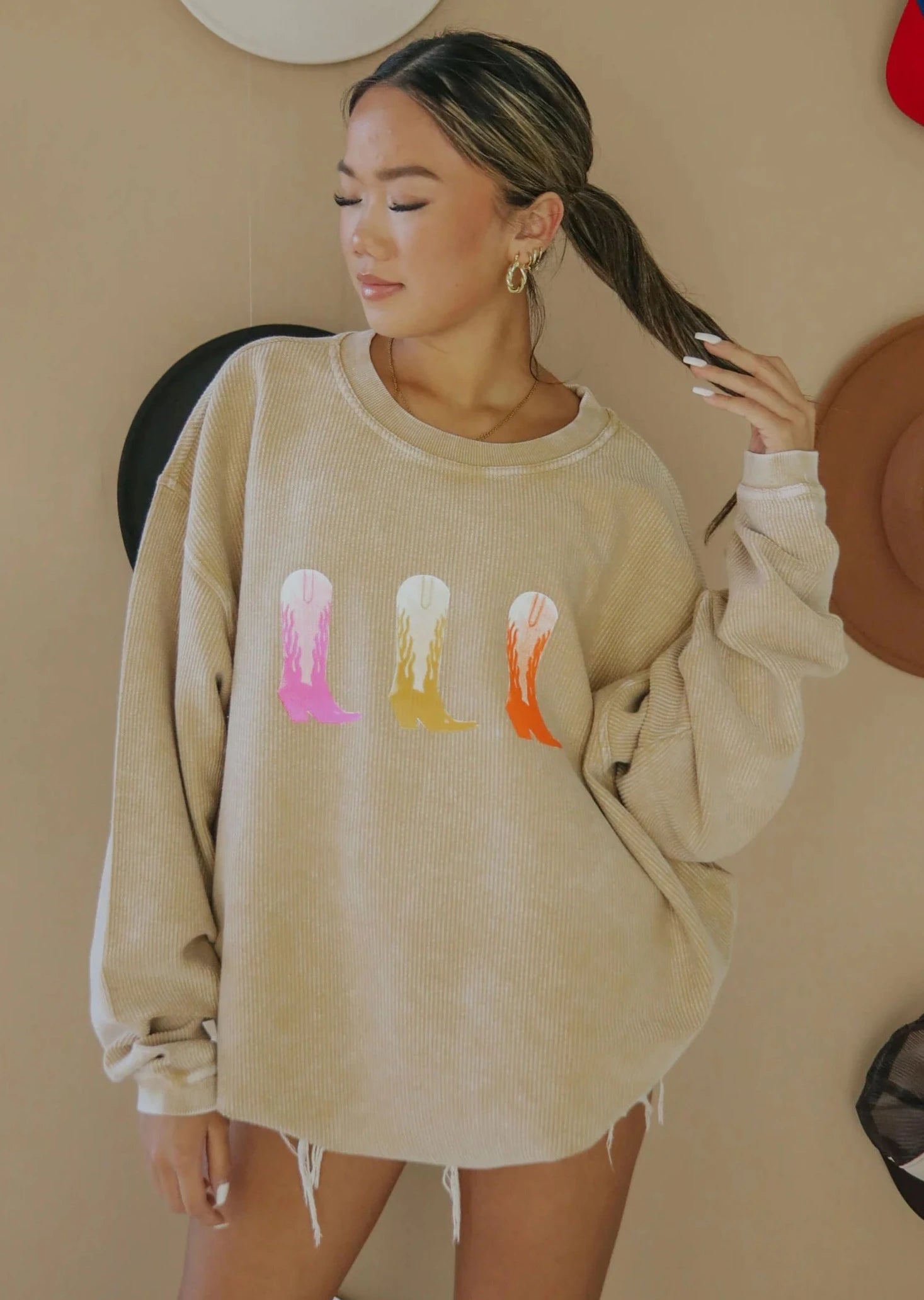 Charlie Southern: Multi Boots Corded Sweatshirt