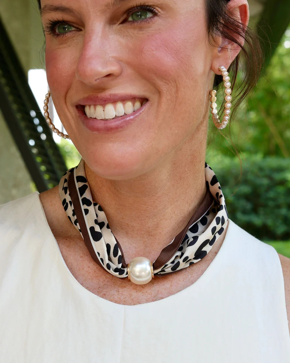 Caroline Hill: Leopard 2 Pearl Scarf Necklace