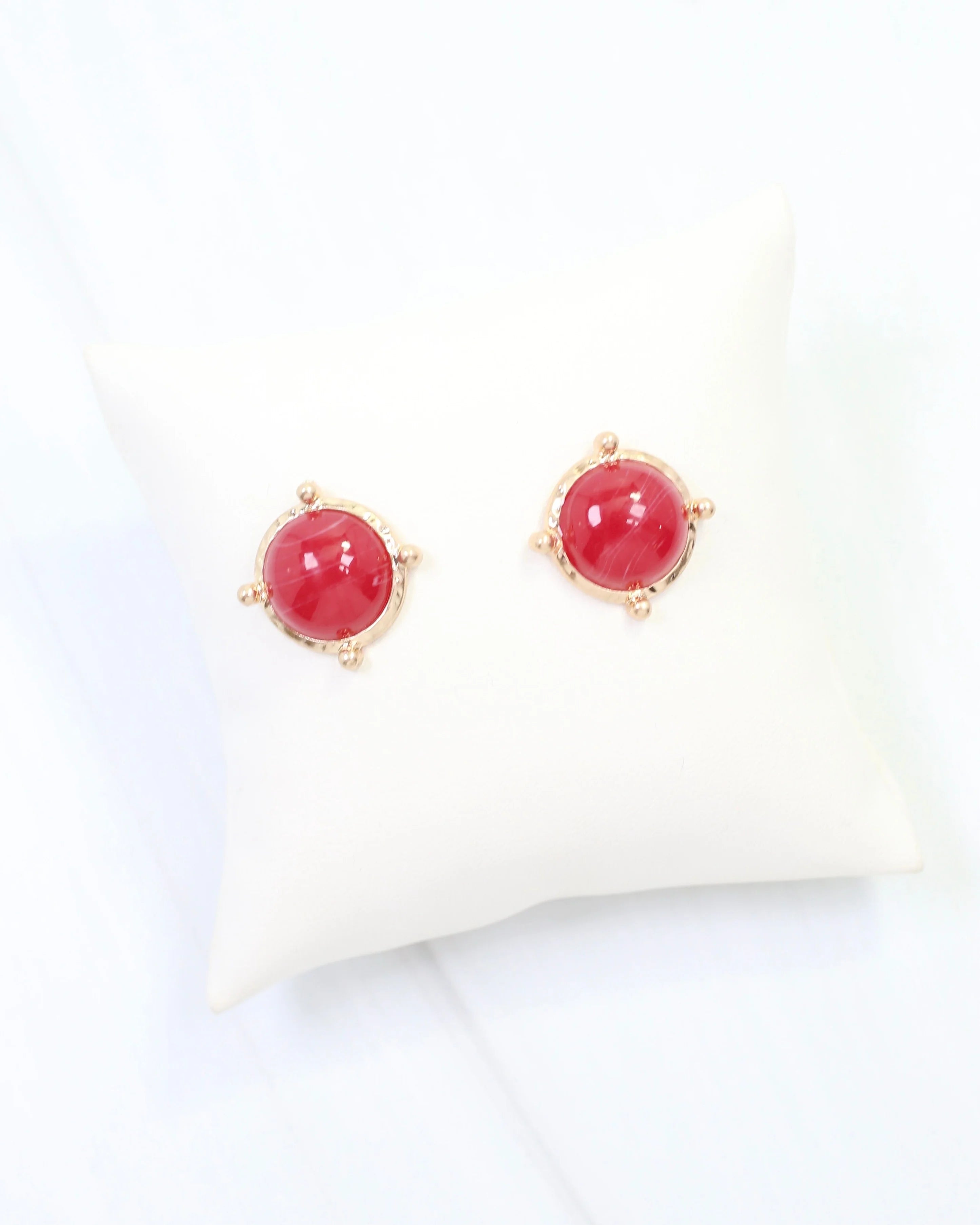 Caroline Hill: Florissant Round Post Earring - Red