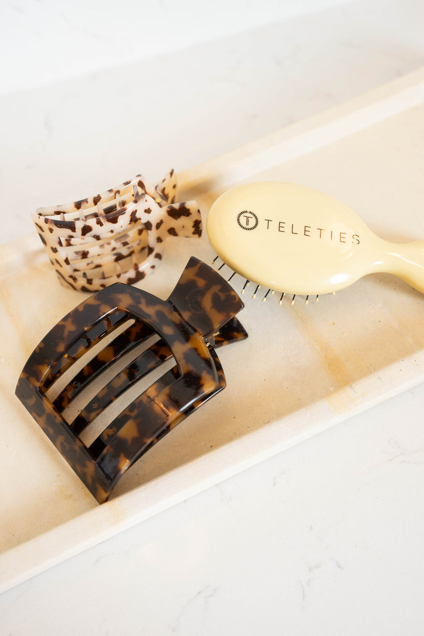 Teleties: Square Flat Large Hair Clip, Tortoise